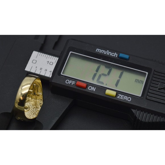 Real Solid 10K Yellow Gold Mens Cross Pink Ring with CZ 5.2 gr Ring ALL Sizes - Picture 4 of 6